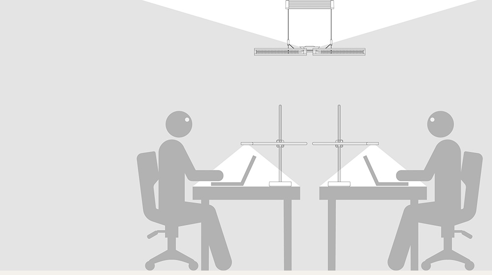 Illustraion of people working on laptops at their desks